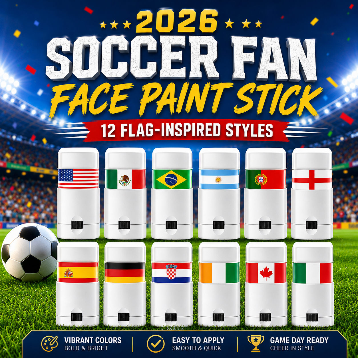2026 Soccer Fan Face Paint Stick Show Your Team Spirit in Seconds ⚽🌍-LUN