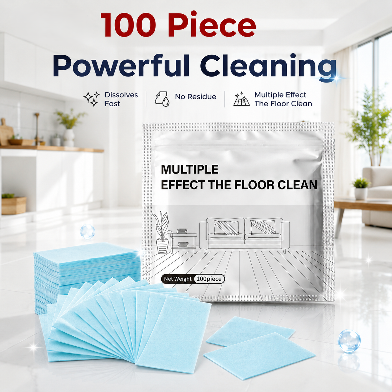 ✨ Fast-Dissolving Floor Cleaning Tablets – 100PCS Multi-Surface Home Cleaner-LUN