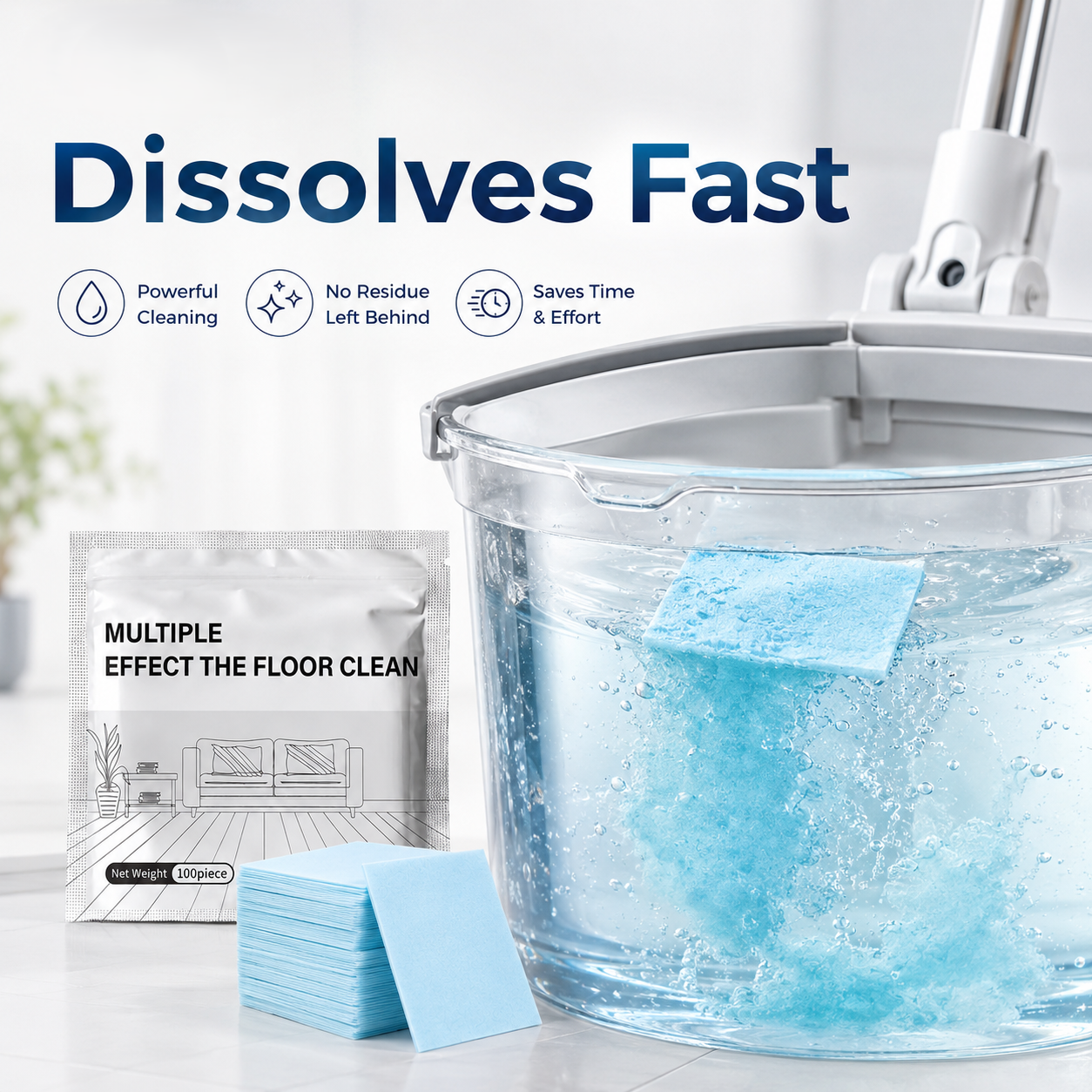 ✨ Fast-Dissolving Floor Cleaning Tablets – 100PCS Multi-Surface Home Cleaner-LUN