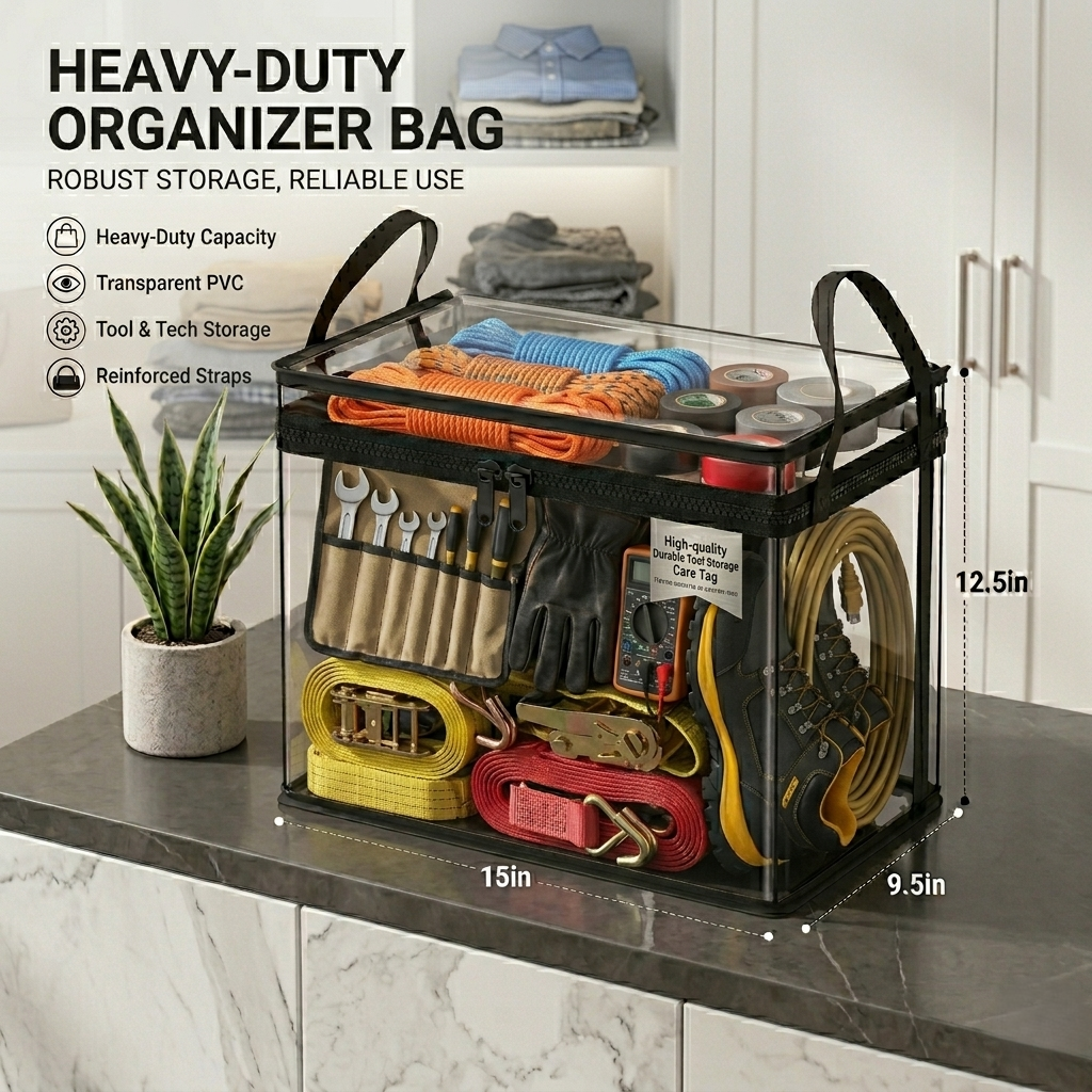 📦Large Clear Thick Plastic Storage Box with Hinged Lid Heavy-Duty Durable High Capacity Organizer, Perfect for Home, Camping, Travel, Attic and Moving-LUN