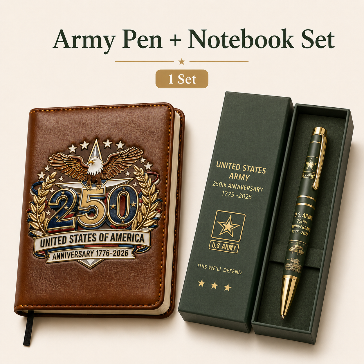 USA 250th Anniversary Notebook &amp; Pen Set A Meaningful Patriotic Gift for Dad🎁-LUN