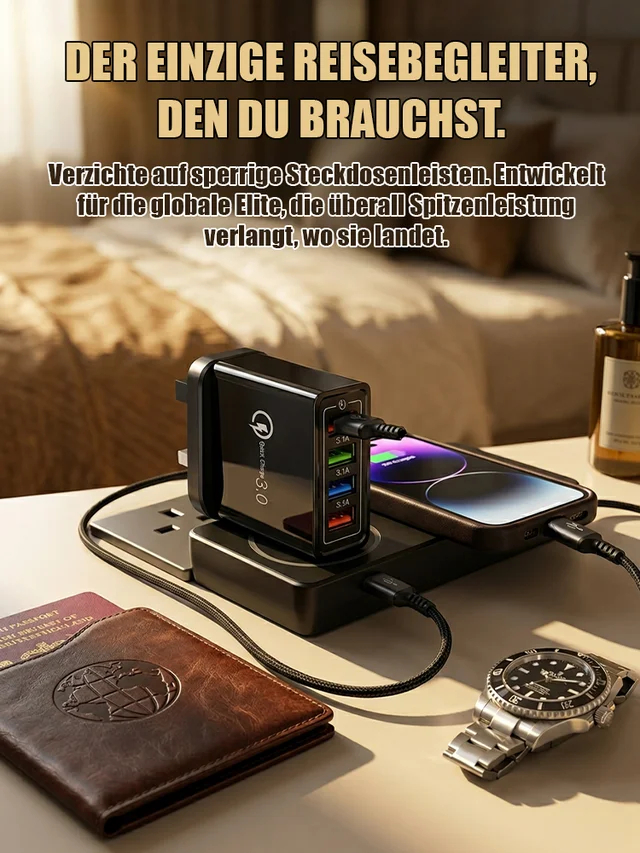 【Verbessern Sie die Akkulaufzeit Ihres Handys】Vierfacher Reise-Ladegerät