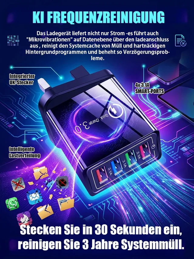【Verbessern Sie die Akkulaufzeit Ihres Handys】Vierfacher Reise-Ladegerät