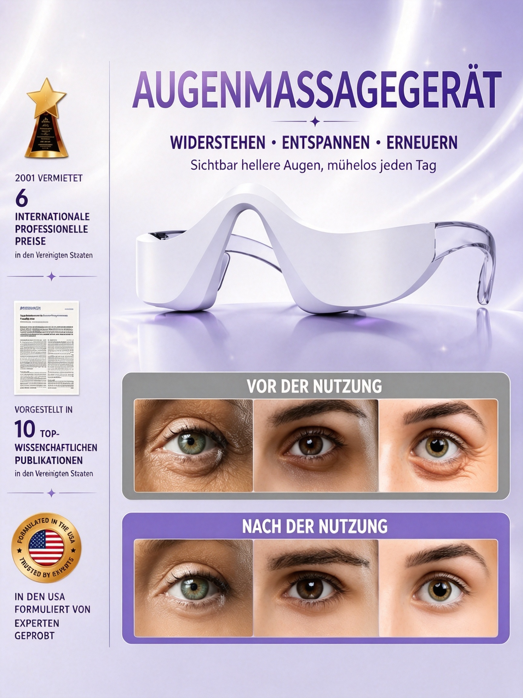 👀 LED-Lichttherapie-Augenmassagegerät ✨ Tränensäcke & Fältchen effektiv reduzieren