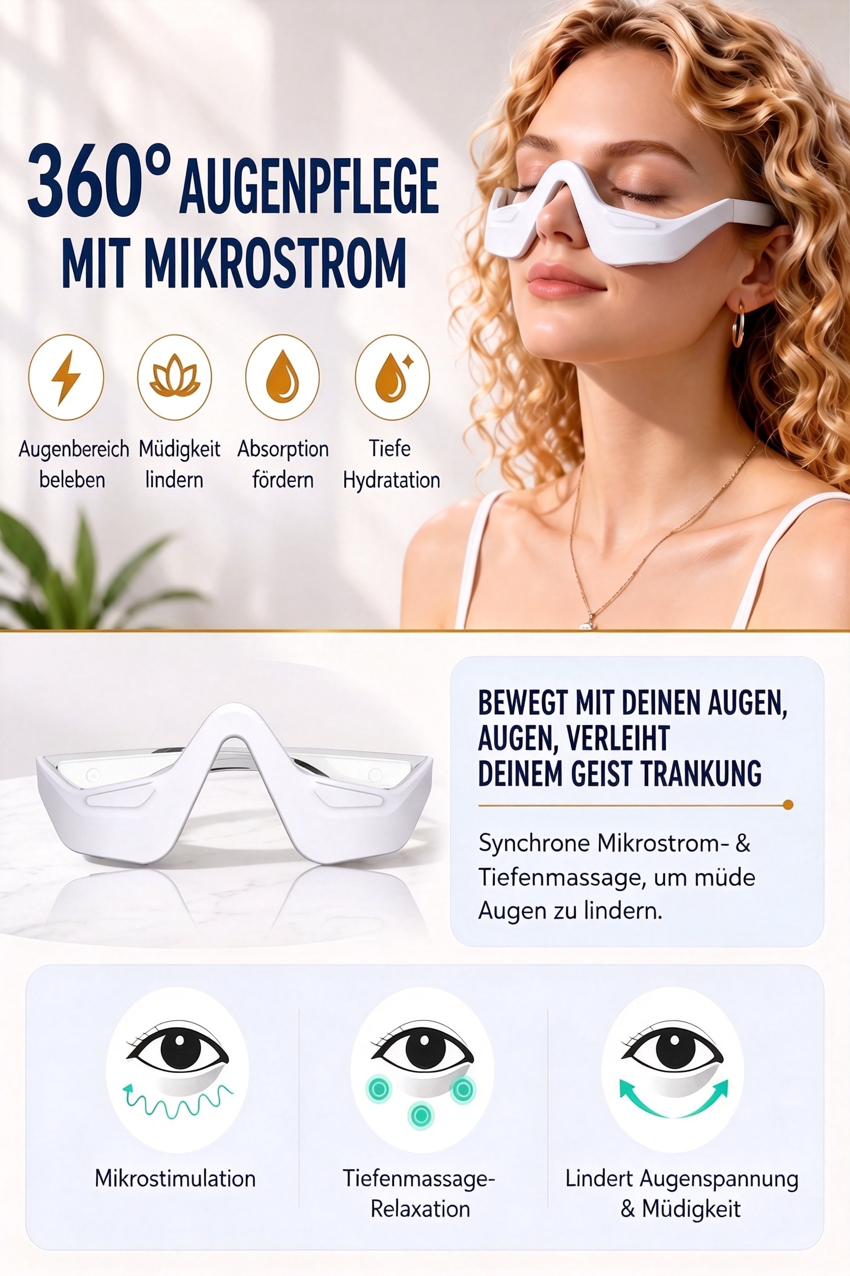 👀 LED-Lichttherapie-Augenmassagegerät ✨ Tränensäcke & Fältchen effektiv reduzieren