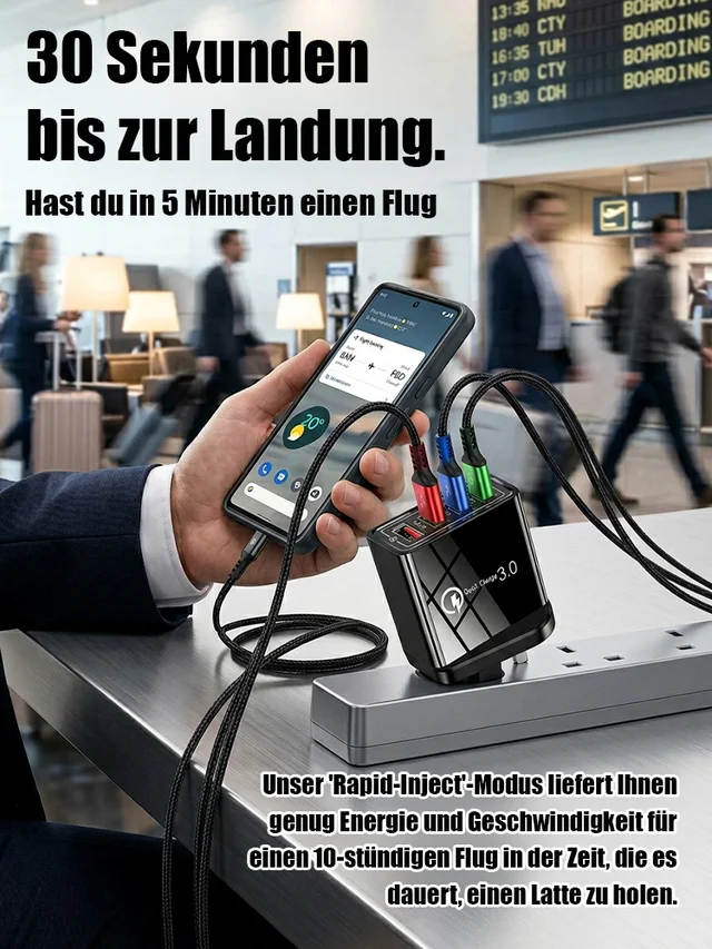 【Verbessern Sie die Akkulaufzeit Ihres Handys】Vierfacher Reise-Ladegerät