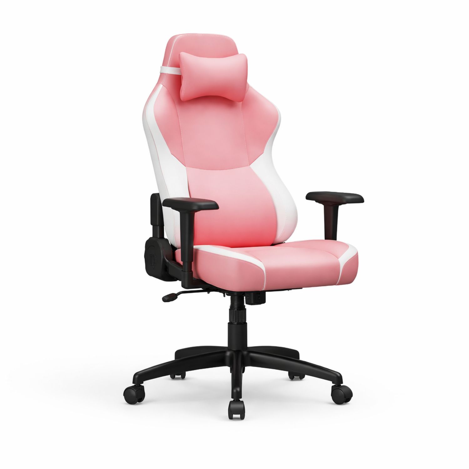 Fotel ergonomiczny z ekoskóry PU, różowy/Biały