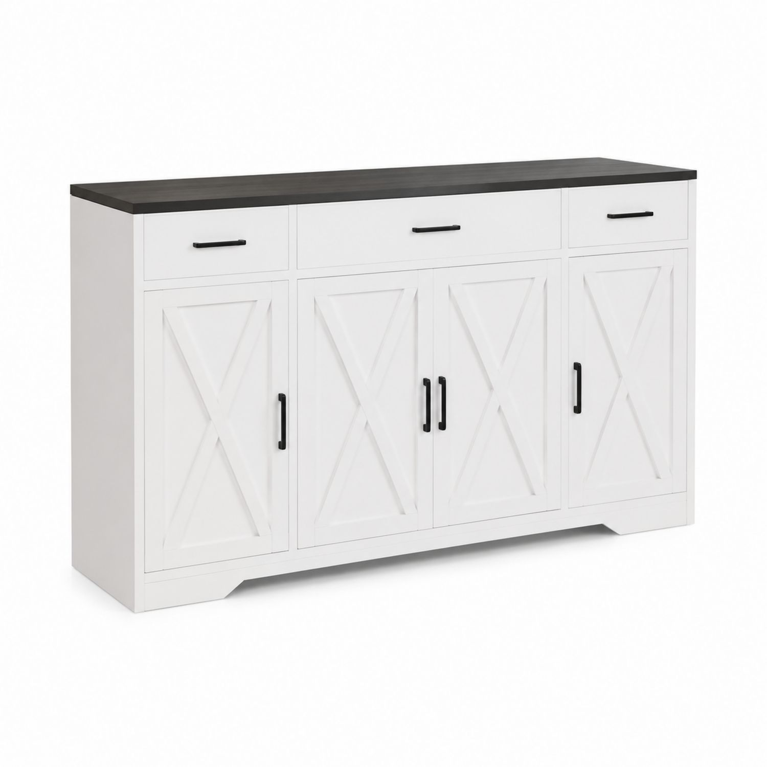 Kredens z MDF 4-drzwiowy z Szufladami Biały i Czarny 80x180x40 cm