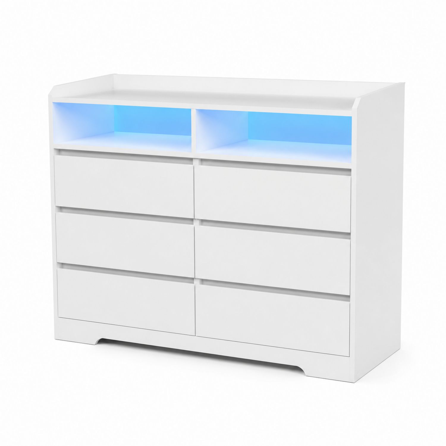 Komoda z szufladami z oświetleniem LED Biała 6-szufladowa z płyty laminowanej