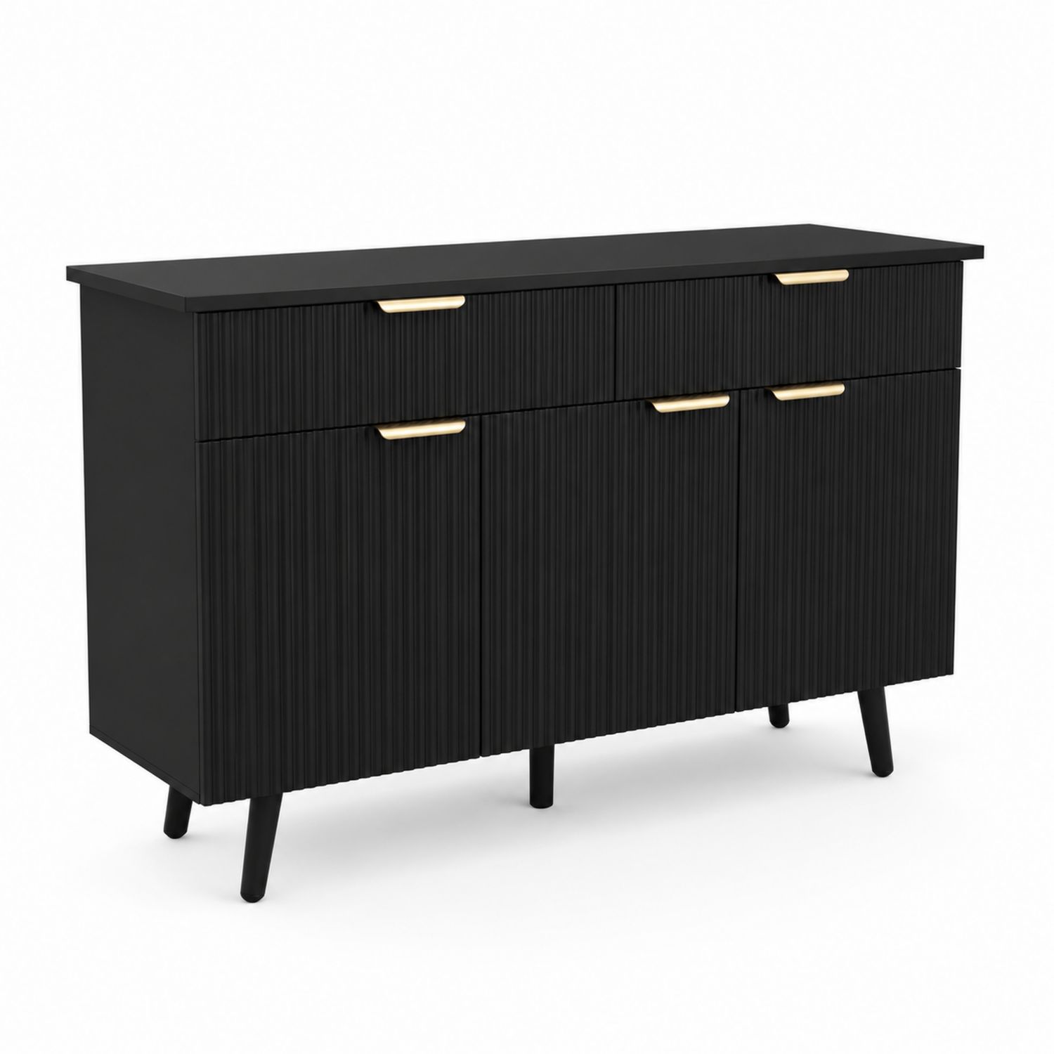 Kredens MDF czarny z metalowymi uchwytami