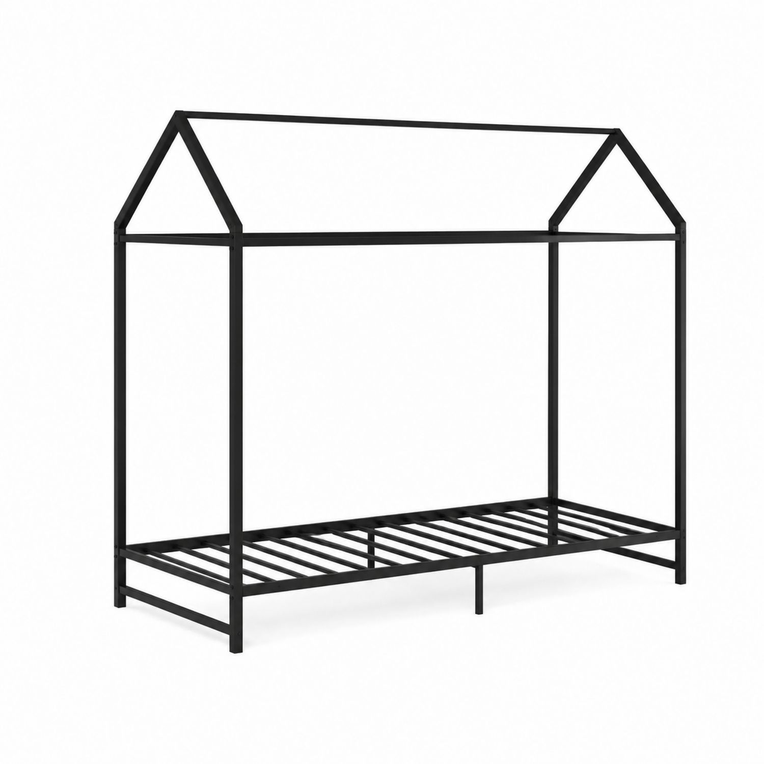 Łóżko domek metalowe czarne 200x90 cm