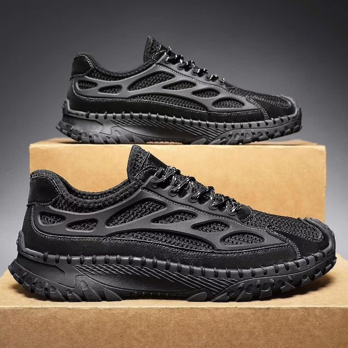 ⏰Limited Time 50% OFF🛒Men's Lace-Up Orthopedic Leather Hiking Shoes – Breathable Mesh, Durable Rubber Sole, Lightweight & Supportive