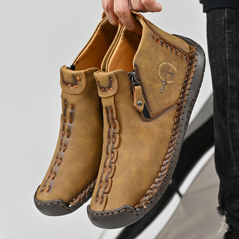 Women's Casual Fashion Non-slip Leather Medieval Slip-on Boots