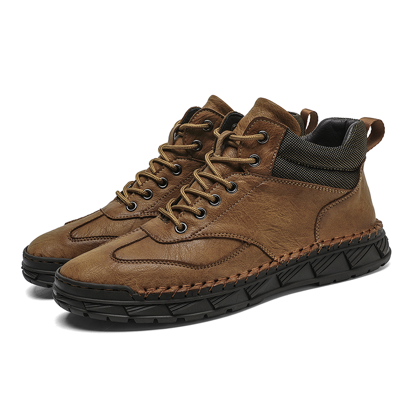 ⏰LAST DAY-70% OFF🛒Men’s Outdoor Leather Boots – Handmade, Arch Support, Lightweight and Non-Slip for Walking & Driving