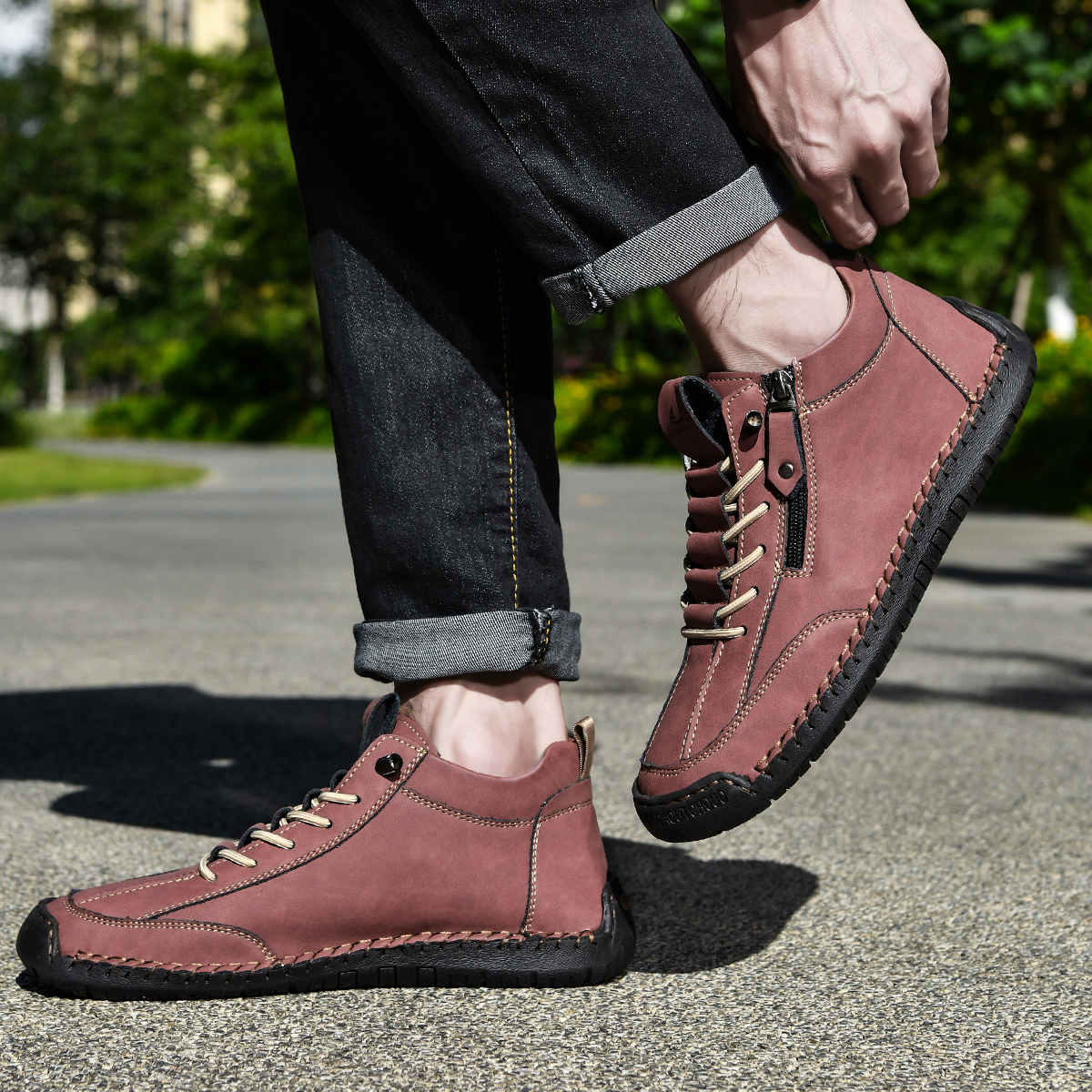 Waterproof Work Boots for Men | Pull-On Leather | Mud-Oil-Proof 