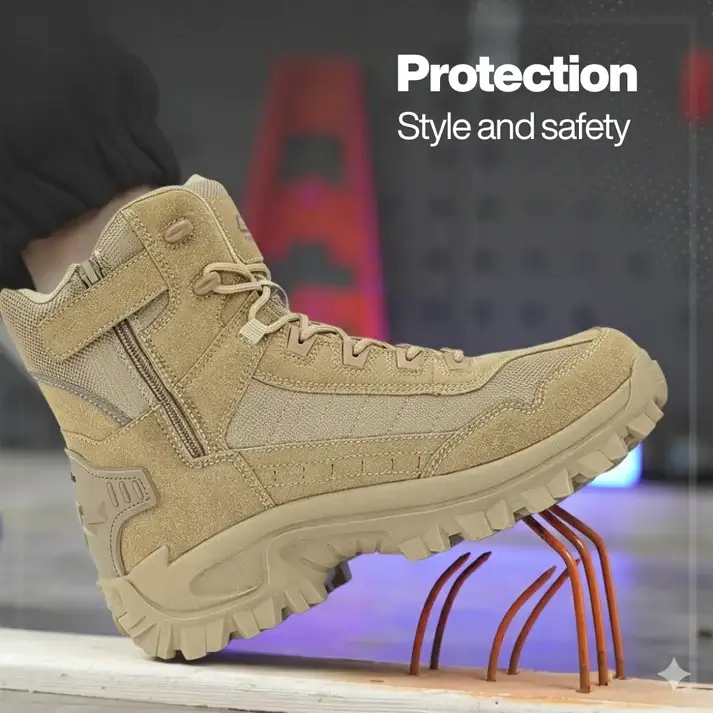 (🎁Free Socks Giveaway🧦) Mens Orthopedic Support Anti-Puncture Work Boots Waterproof Anti-Sprain Hiking Boots