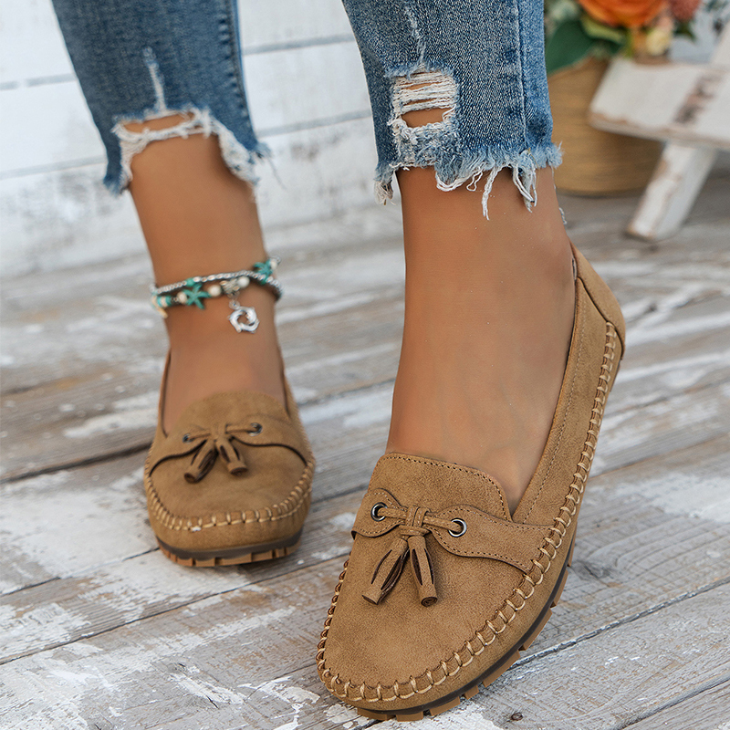 Women's Comfortable Soft Vintage Style Bow Embellished Loafers