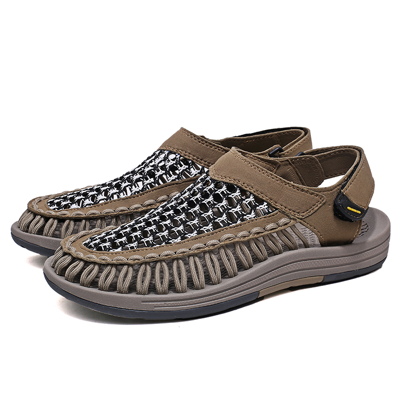 (⏰Limited Time Sale 70% OFF)Men's Mixed Material Sandals - Slip-On, Versatile, Wide Toe Box with Arch Support