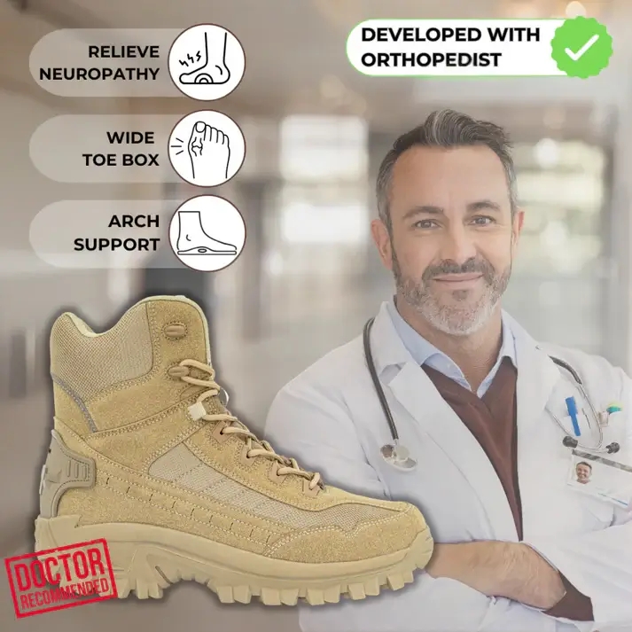 (🎁Free Socks Giveaway🧦) Mens Orthopedic Support Anti-Puncture Work Boots Waterproof Anti-Sprain Hiking Boots