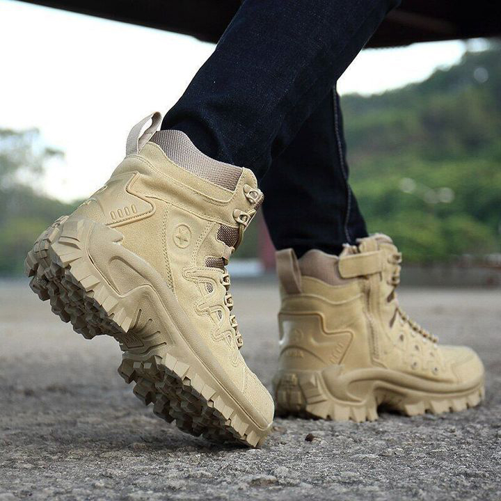 (⏰Clearance Sale - 70% OFF🔥)CushyGait Men Waterproof Anti-Sprain Hiking Boots Anti-Puncture Work Boots Motorcycle Boots