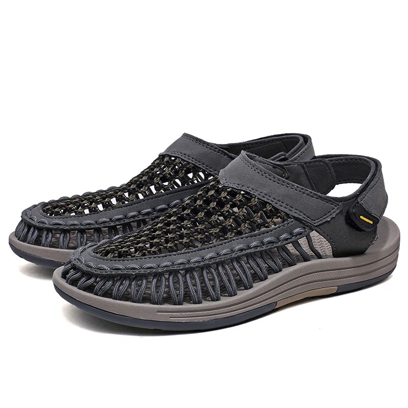 (⏰Limited Time Sale 70% OFF)Men's Mixed Material Sandals - Slip-On, Versatile, Wide Toe Box with Arch Support