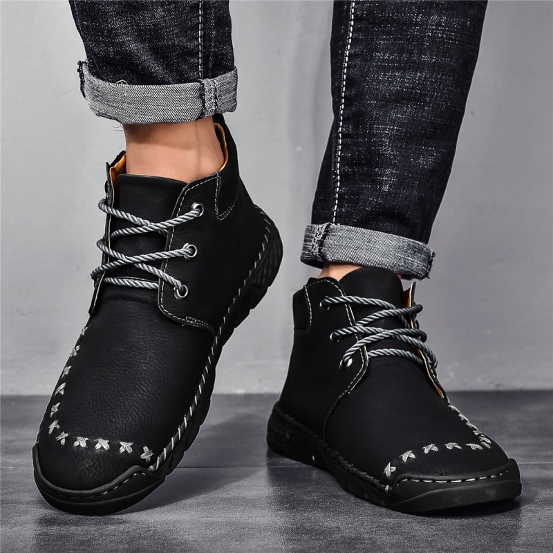 (⏰LAST DAY-50% OFF🛒)Men's Outdoor Comfort Leather Hand-sewn Zipper Boots Non-slip Durable Driving Boots
