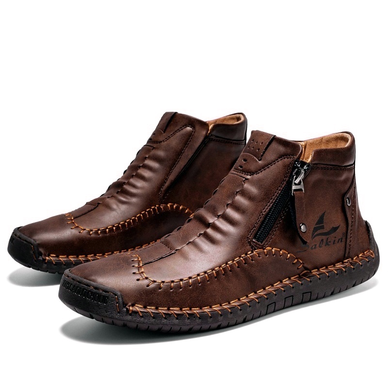 (⏰LAST DAY - 50% OFF🛒)Men's Premium Handmade Leather Boots with Wide Toe Box Enhanced Arch Support Durable Non Slip Sole and All Day Comfort for Work and Casual Wear