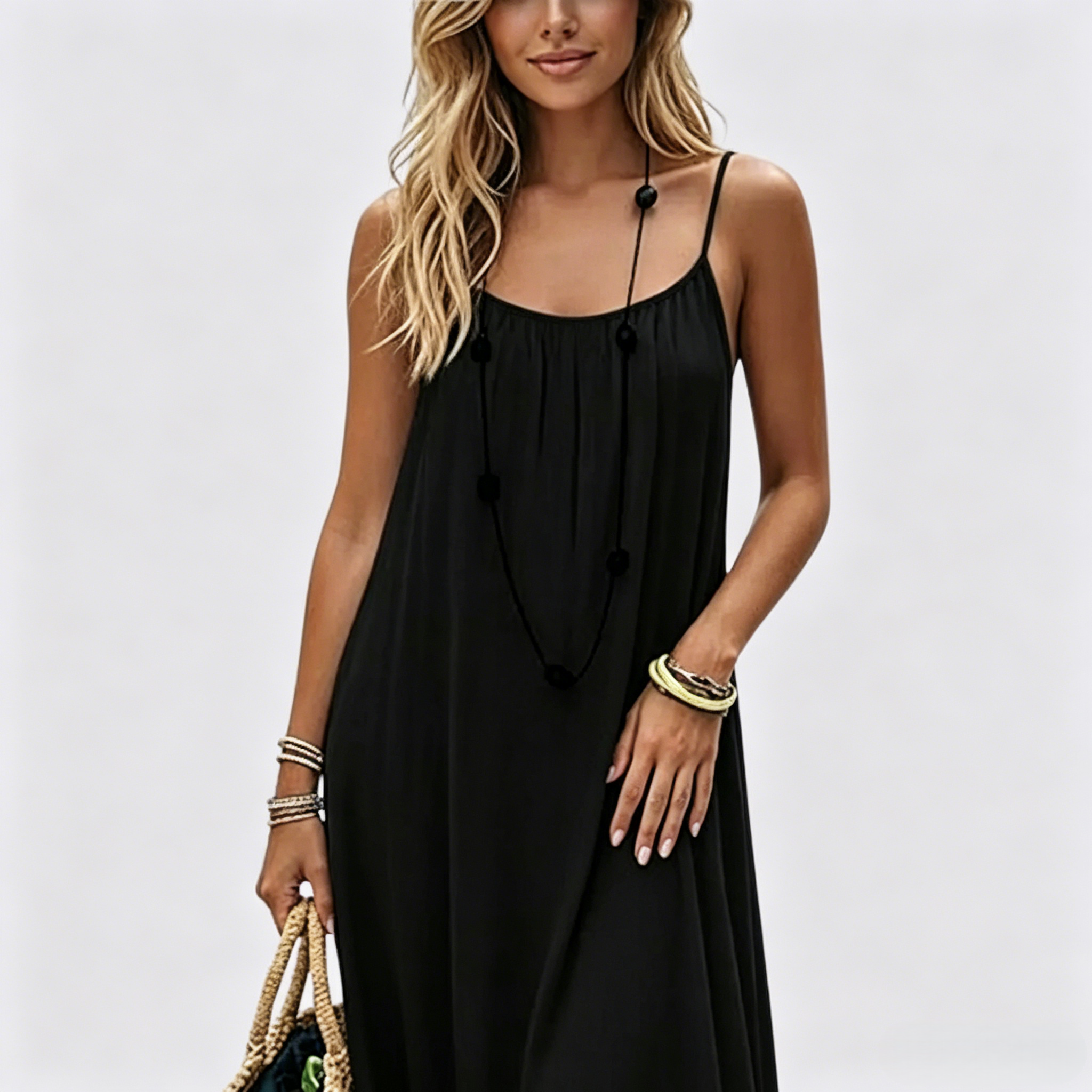 🌙 Women’s Loose Backless Camisole Loungewear Dress, Comfy Sleeveless Spaghetti Strap Casual Nightgown🛌