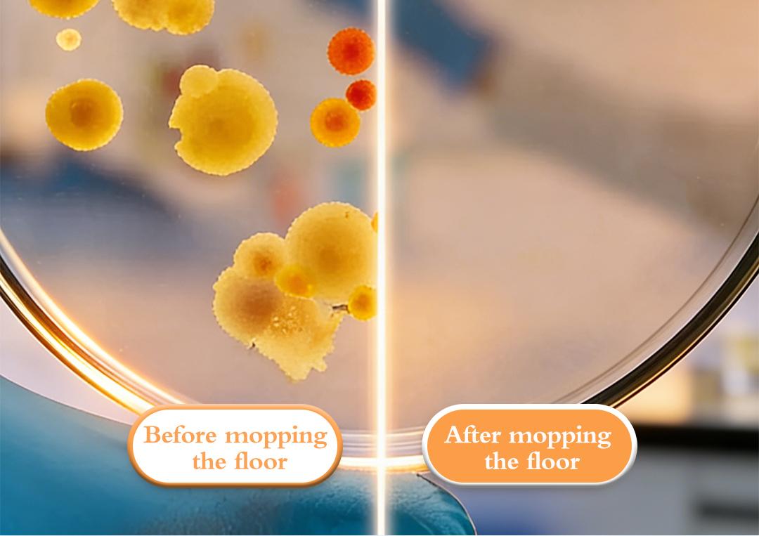 Floor cleaning before and after effect