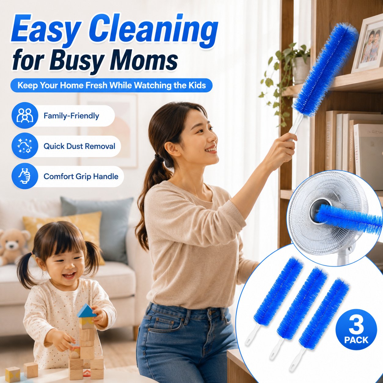 Bendable Microfiber Head 🧹, Reusable Dust Remover ✨
