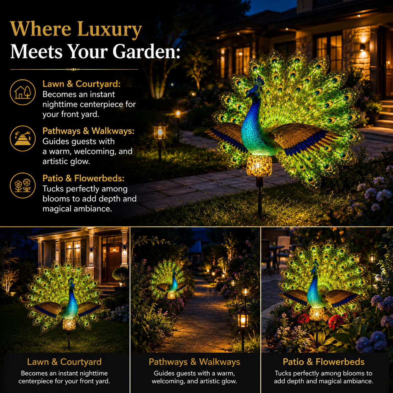 🦚Solar Peacock Garden Sculpture