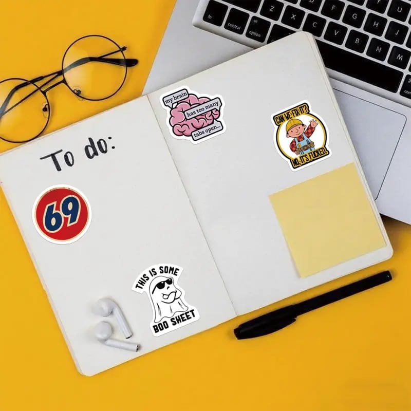 130PCS Funny Saying Sticker Pack🎉 ,Suitable for bumpers, safety helmets, water bottles, colleagues, computers🥤⛑️