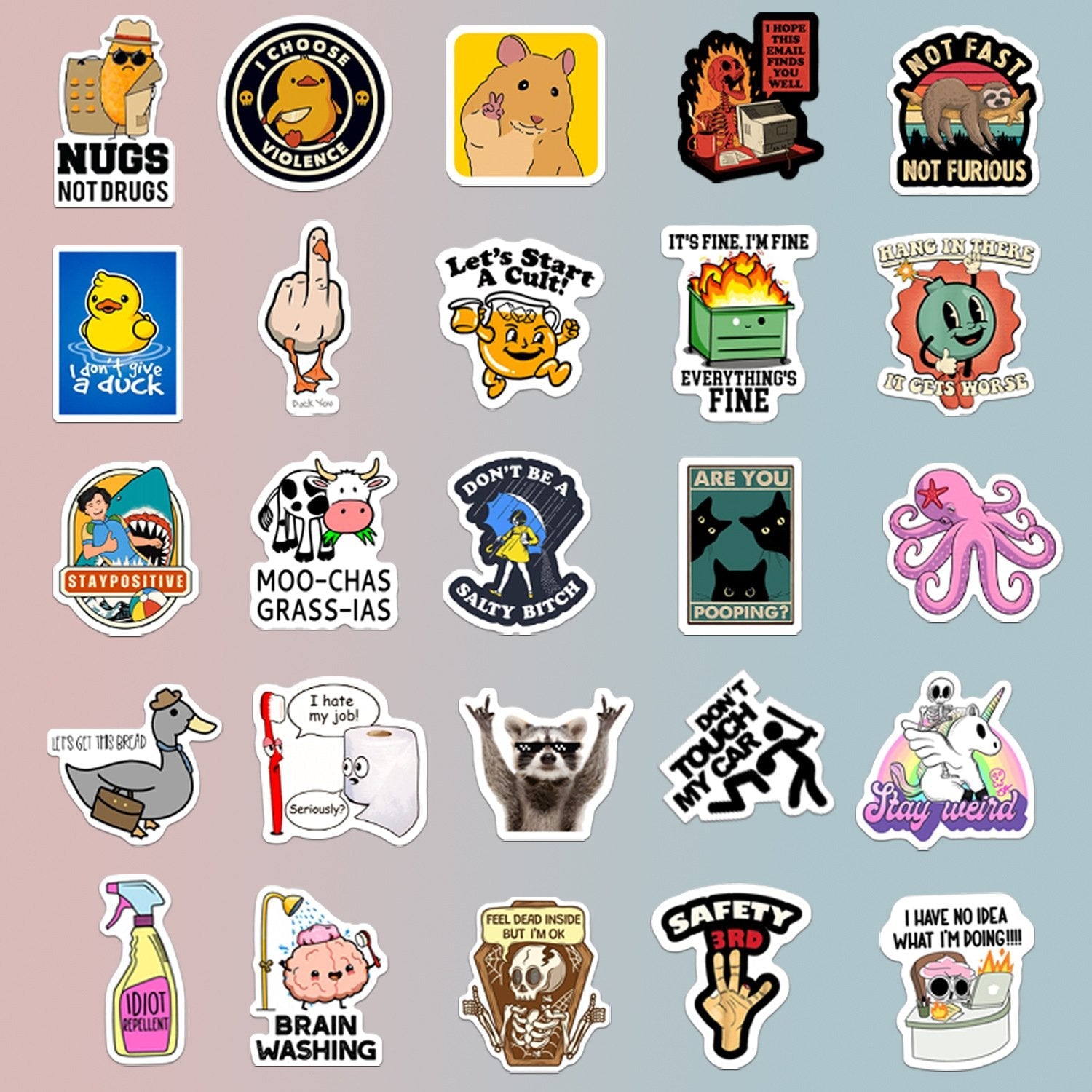 130PCS Funny Saying Sticker Pack🎉 ,Suitable for bumpers, safety helmets, water bottles, colleagues, computers🥤⛑️