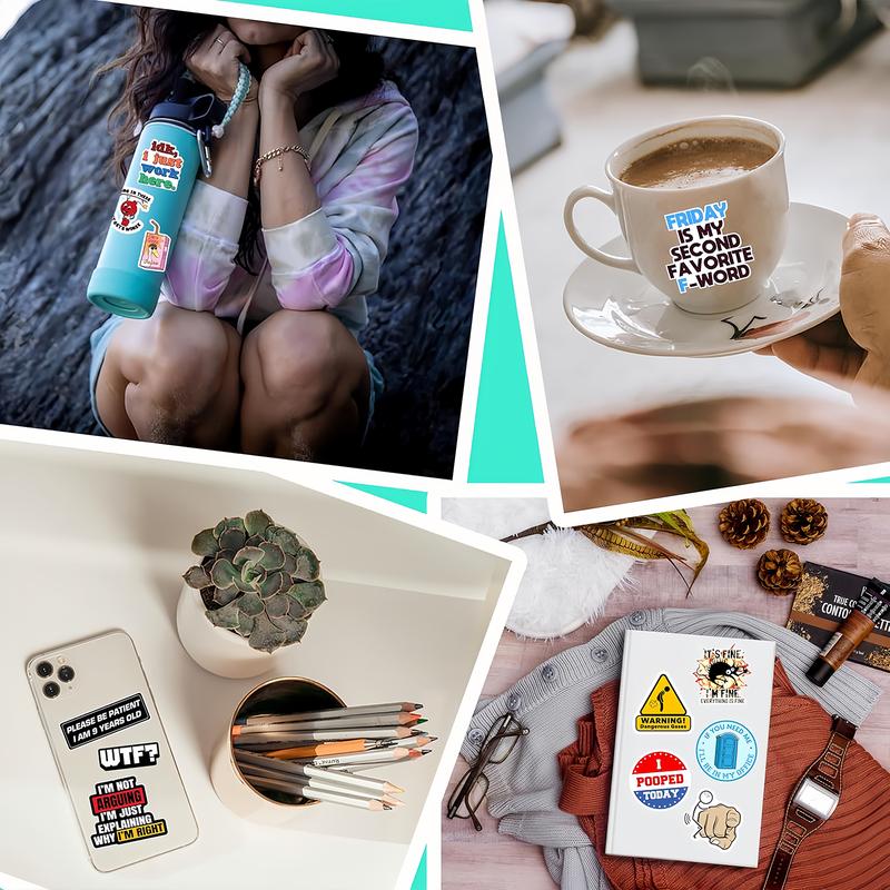 130PCS Funny Saying Sticker Pack🎉 ,Suitable for bumpers, safety helmets, water bottles, colleagues, computers🥤⛑️