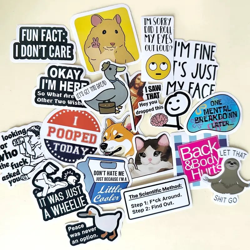 130PCS Funny Saying Sticker Pack🎉 ,Suitable for bumpers, safety helmets, water bottles, colleagues, computers🥤⛑️