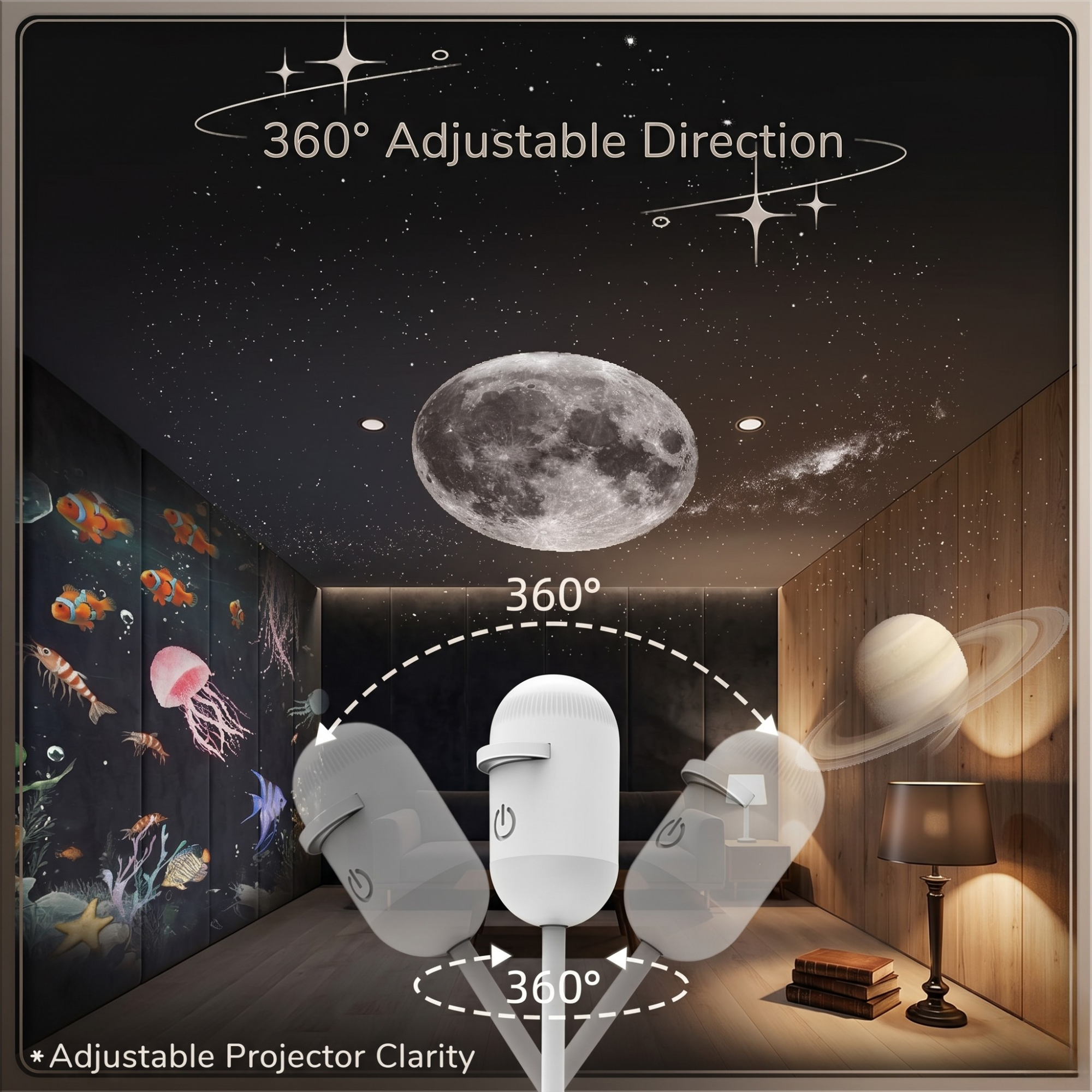 USB projektor Moyazelena™ Starry Night 🌌 | K dispozícii je viacero možností prezentácie ✨ | Vytvorte si rozprávkovú atmosféru 🌙 | Dokonalý kreatívny darček 🎁