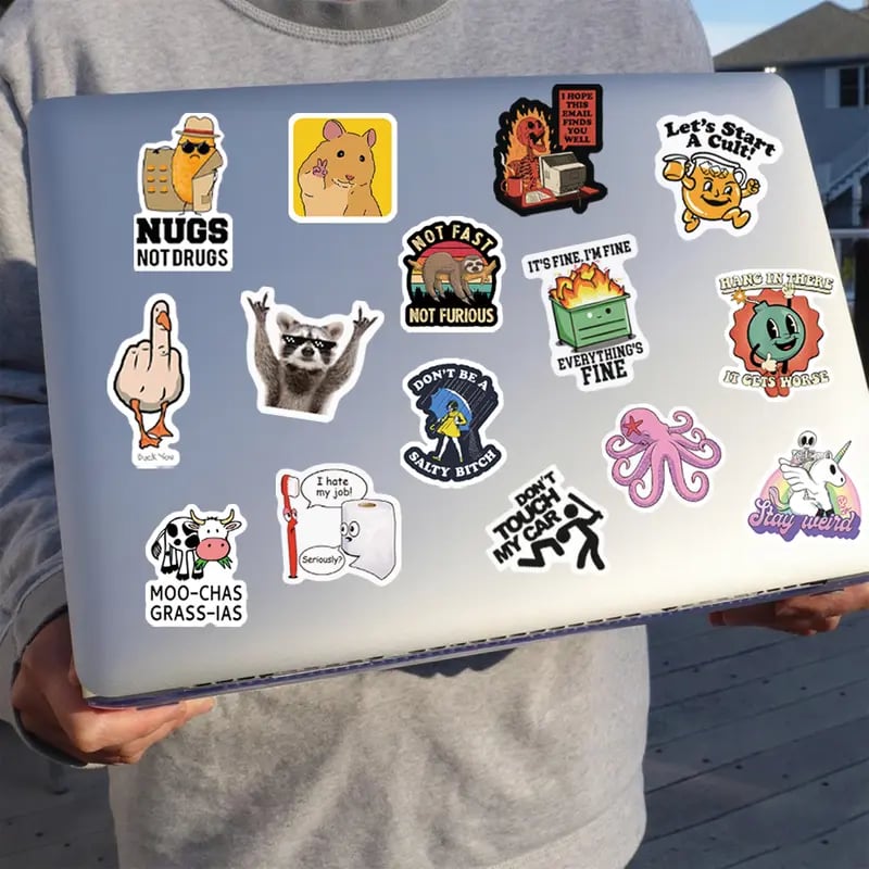 130PCS Funny Saying Sticker Pack🎉 ,Suitable for bumpers, safety helmets, water bottles, colleagues, computers🥤⛑️