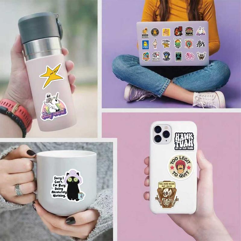 130PCS Funny Saying Sticker Pack🎉 ,Suitable for bumpers, safety helmets, water bottles, colleagues, computers🥤⛑️