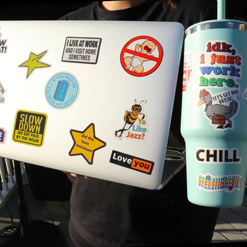 130PCS Funny Saying Sticker Pack🎉 ,Suitable for bumpers, safety helmets, water bottles, colleagues, computers🥤⛑️