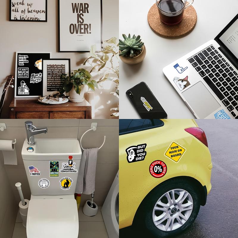130PCS Funny Saying Sticker Pack🎉 ,Suitable for bumpers, safety helmets, water bottles, colleagues, computers🥤⛑️