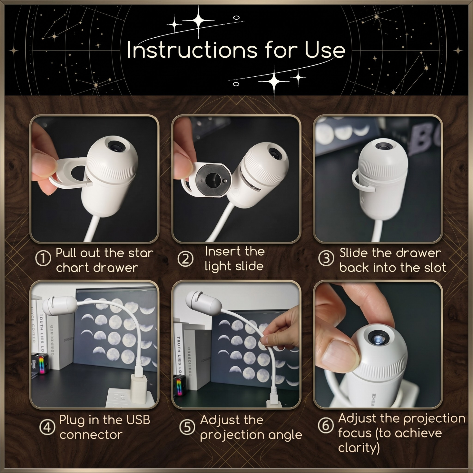 USB projektor Moyazelena™ Starry Night 🌌 | K dispozícii je viacero možností prezentácie ✨ | Vytvorte si rozprávkovú atmosféru 🌙 | Dokonalý kreatívny darček 🎁
