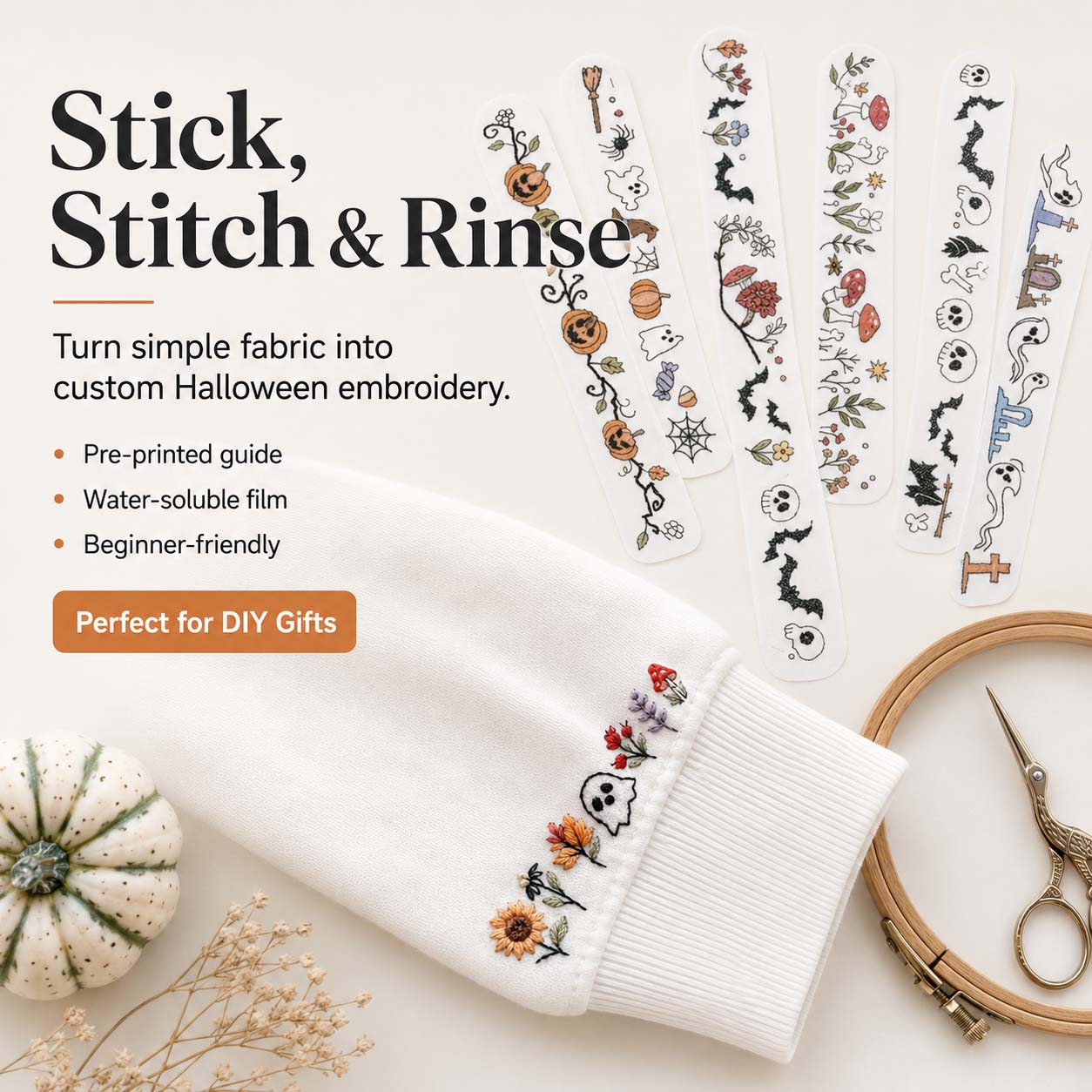 👻🪡 2026 Halloween DIY Water-Soluble Embroidery Stickers – Bestseller