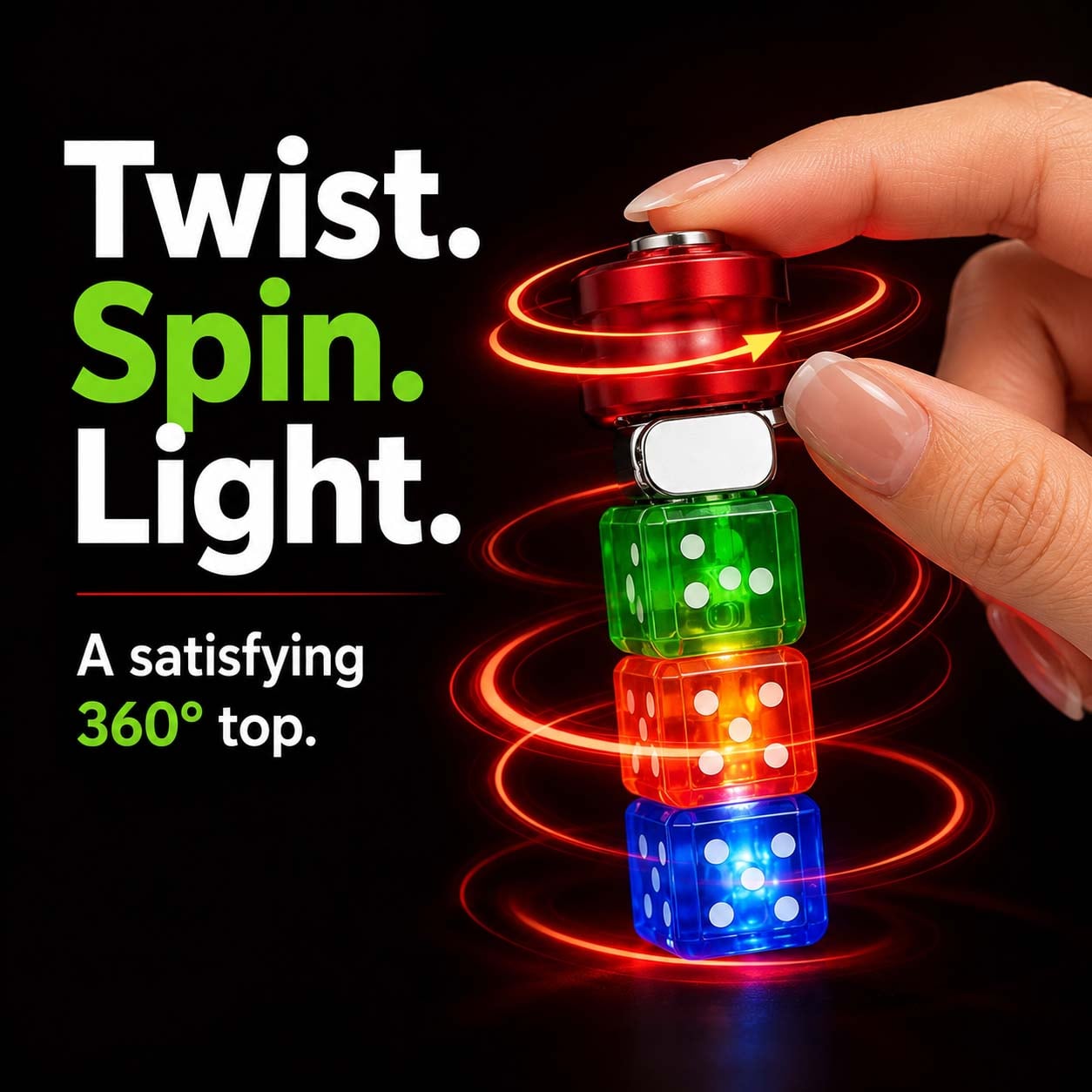 🎲 360° Spinning Dice Lighter 🔥 Windproof Jet Blue Flame, LED, Refillable EDC Gadget(Free of butane gas)