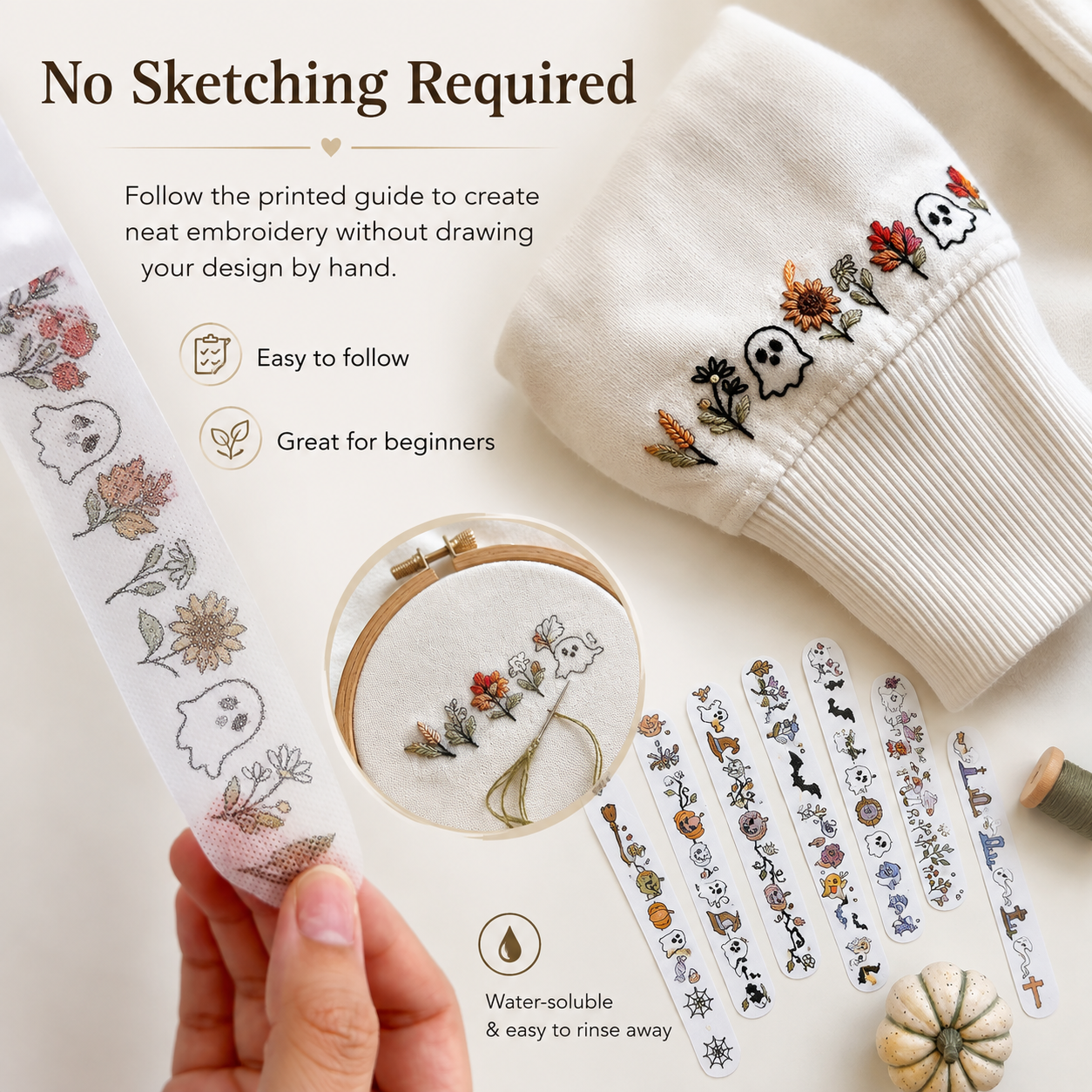Printed embroidery guide