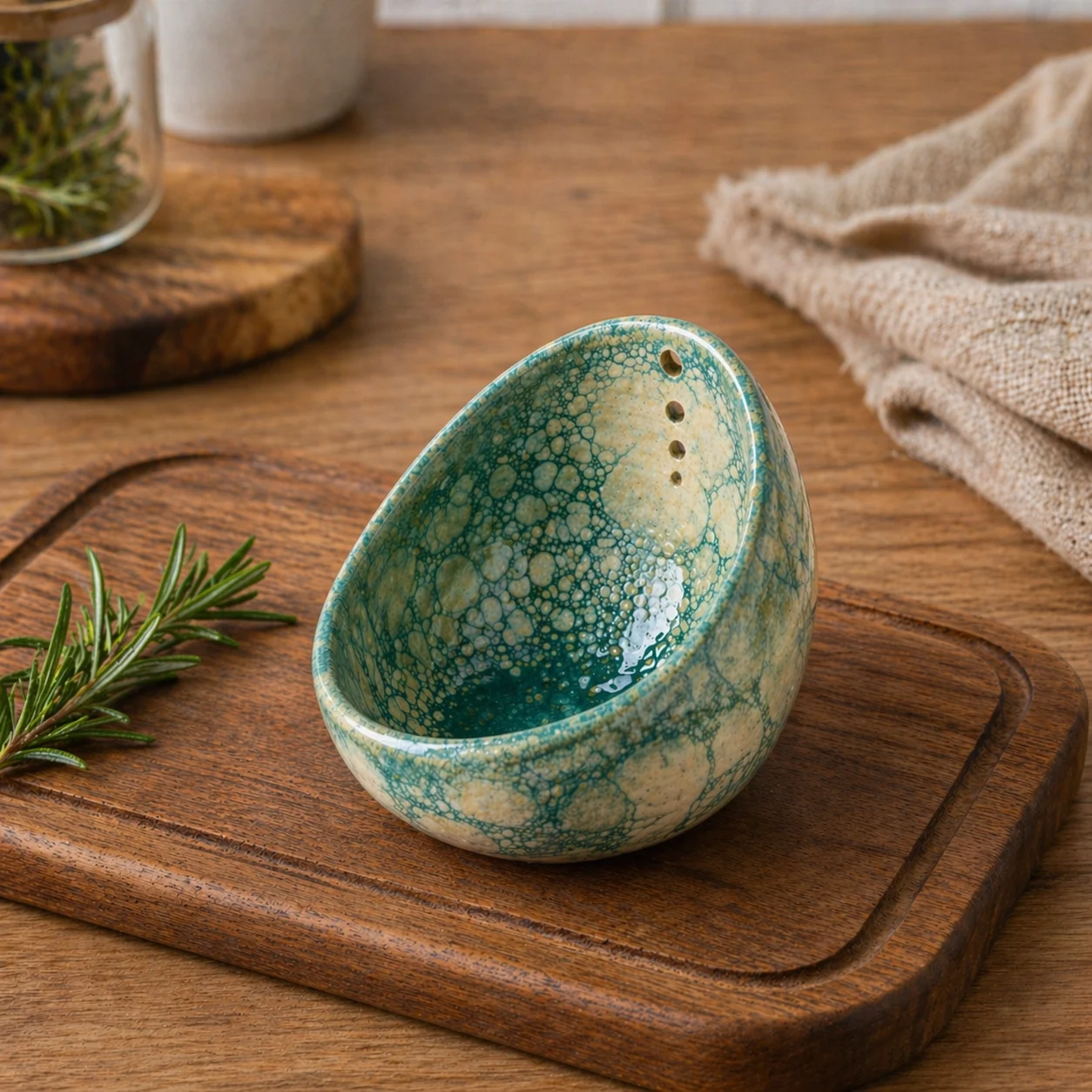 Handmade Pottery Herb Stripper Bowl for Fresh Herbs