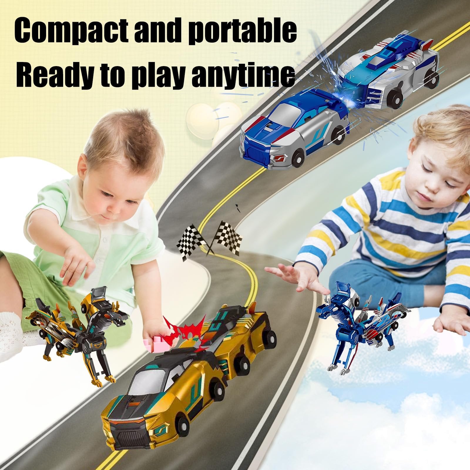 🎁✨ Collision Transforming Dinosaur Car Toy