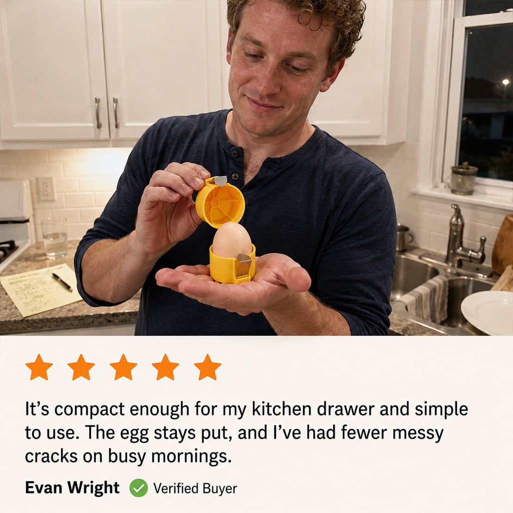 Customer review of the egg cracker tool