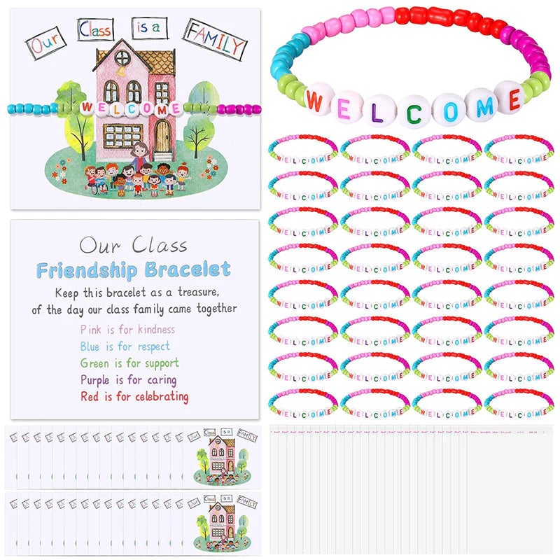 🧶❤️ Pack of 25 Welcome Bead Bracelets – Strengthen Classroom Friendship & Spread Warm Kindness! ✨