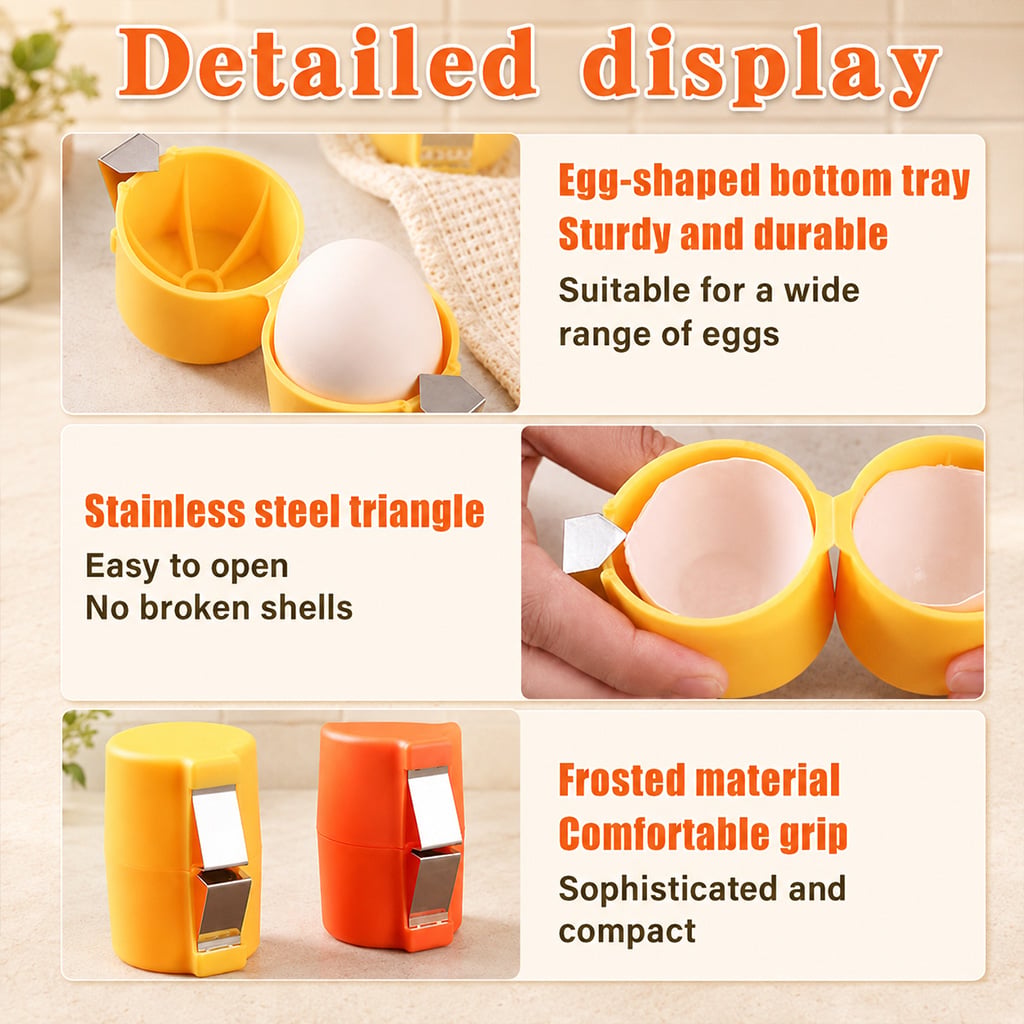 Egg cracker tool features