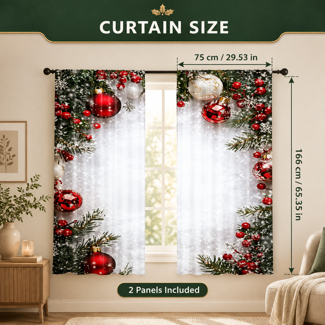 🎄✨Christmas ball holiday printed curtains